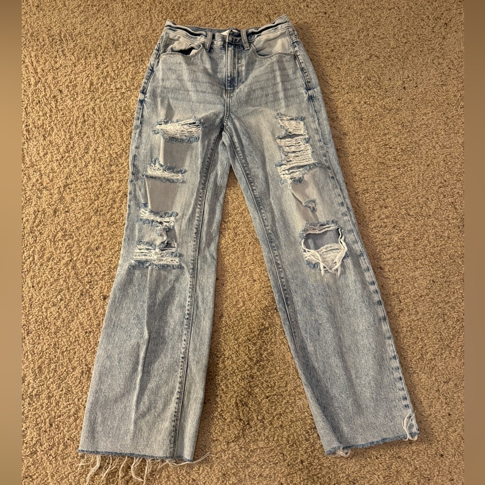 willow +root wife leg blue ripped jeans W25